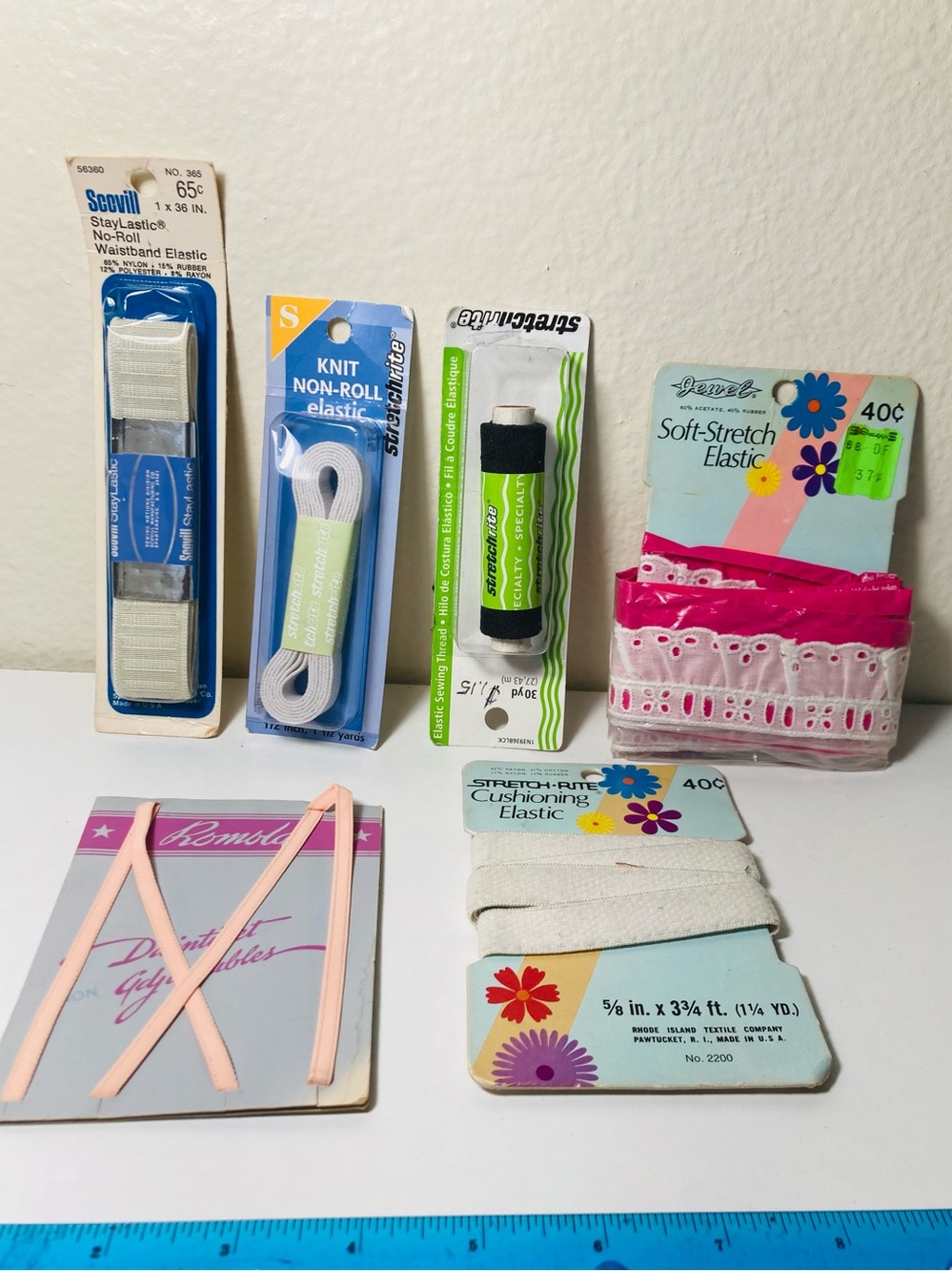 Vintage Sewing Elastic Assortment: Several New and Sealed
